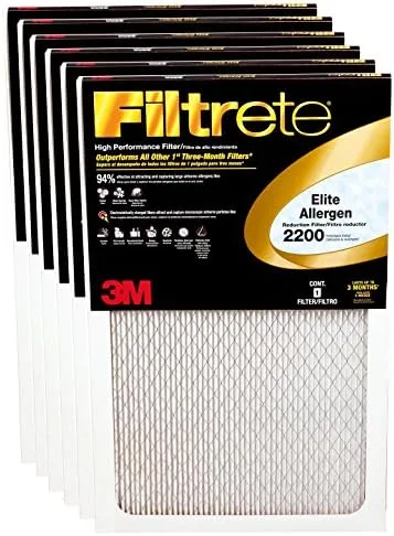 Filtrete 14x20x1 Filtro de aire para caldera/aire acondicionado, MERV 13, MPR 2200, Elite Allergen, Filtro contra bacterias y virus, Filtro de aire