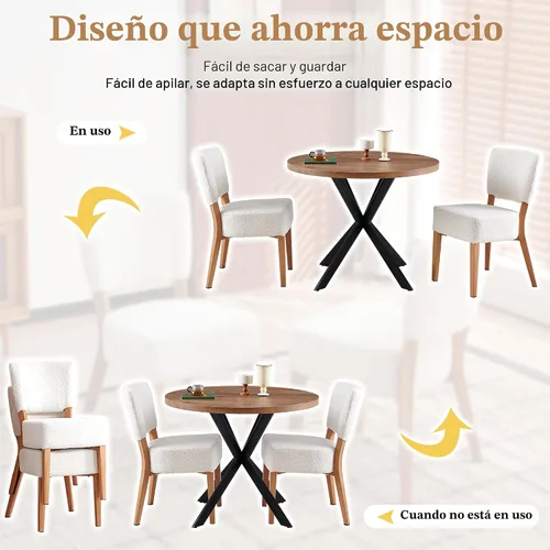 Miniatura 4 de Juego de mesa redonda y silla de 3 piezas, ahorro de espacio, rincón de desayuno, mesa de madera de nogal con marco de metal y 2 sillas de comedor