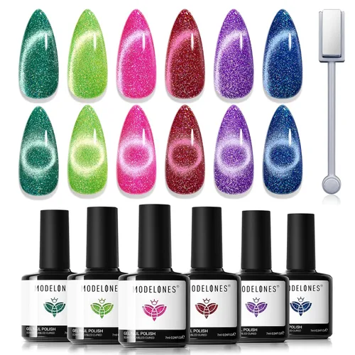 Miniatura 10 de Modelones Imán de uñas de gel de ojo de gato, herramienta magnética 8 en 1 para uñas de gel, varita magnética fuerte para arte de uñas con bola