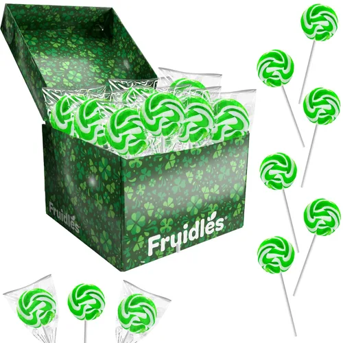 Miniatura 3 de Fruidles Paquete de 24 paletas de remolino de manzana verde, dulces de caramelo, recuerdos de fiesta, 1.5 pulgadas envueltas individualmente