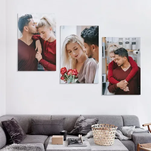Miniatura 4 de Juego de arte de pared colgante de 3 paneles, impresiones en lienzo personalizadas con tus fotos, arte personalizado, fotos impresas en lienzo