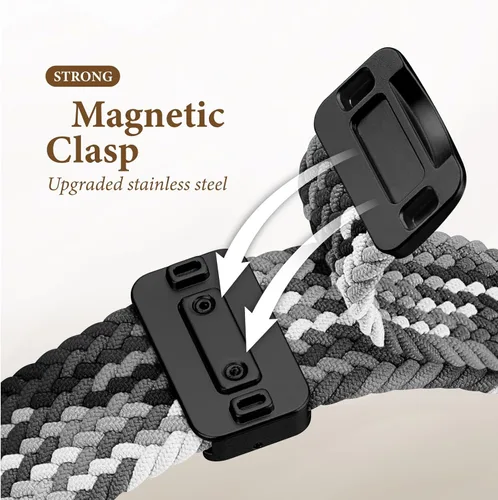 Miniatura 3 de Bandas elásticas trenzadas con cierre magnético compatibles con Apple Watch de 1.496 pulgadas, 1.575 pulgadas, 1.614 pulgadas, 1.654 pulgadas, 1.732