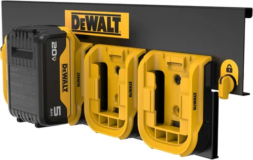 DEWALT Organizador de baterías, soporta hasta 4 baterías, riel de montaje, compatible con sistema de almacenamiento de taller (DWST82819)