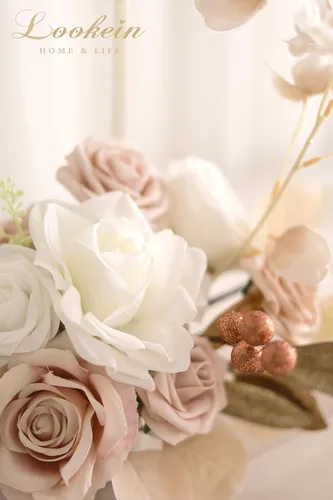 Miniatura 5 de Lookein Flores Artificiales para Decoración de Boda DIY Ramo de Novia Centros de Mesa Guirnaldas de Flores Coronas Arco de Pasillo Decoración