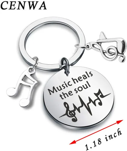 Miniatura 2 de CENWA Regalo para amantes de la música, joyería temática de músico, música cura el alma, llavero de regalo para profesores de música