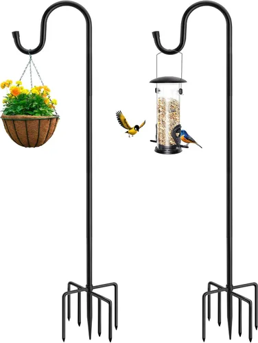 Miniatura 11 de ANIDEER Ganchos de pastor de 48 pulgadas para exteriores, poste de comedero de pájaros de jardín resistente para colgar comederos de pájaros, cestas