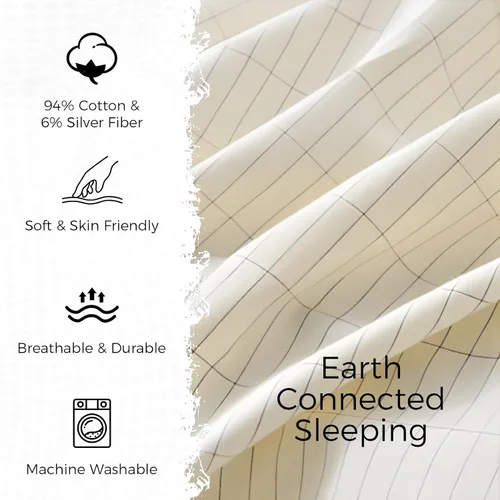 Miniatura 2 de Grounding Sheets - Sábanas bajeras de tierra, 95% algodón, 5% fibra de plata pura, sábanas a tierra con cable de tierra, sábana conductora de puesta