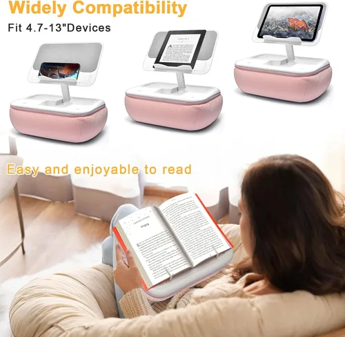 Miniatura 6 de Lap Beanbag - Soporte de almohada para Kindle con almohadilla de silicona, soporte de iPad ajustable en ángulo para cama, almohada de tableta