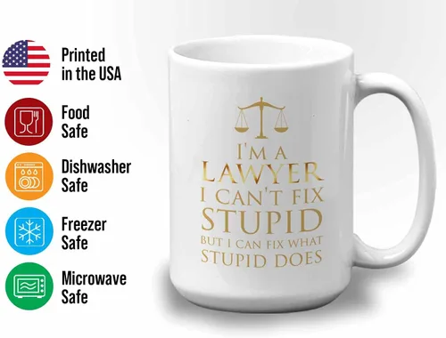 Miniatura 3 de Bubble Hugs Lawyer - Taza de café de 15 onzas, color blanco – I'm A lawyer I Can't Fix Stupid – Funny Witty Attorney US Court Feminist Law Juez