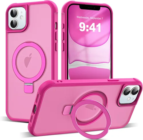 Miniatura 15 de SKYLMW – Funda compatible con iPhone 12 Pro Max y iPhone 13 Pro Max con soporte magnético invisible tipo anillo, fundas translúcidas para teléfonos