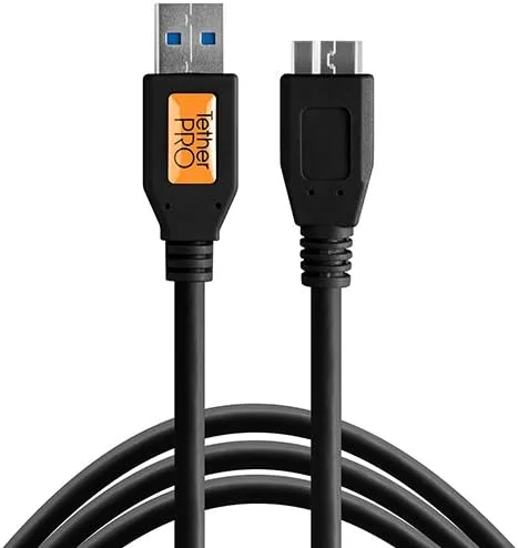 Miniatura 7 de Tether Tools TetherPro - Cable USB 3.0 a Micro-B para transferencia rápida y conexión entre cámara y computadora, naranja de alta visibilidad, 15