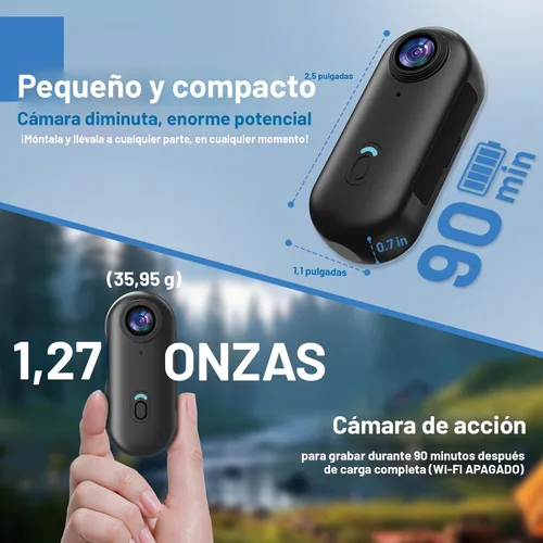 Miniatura 2 de Cámara de acción mini 4K de 128GB Thumb POV, cámara de video portátil para el cuerpo, grabadora de video portátil con IPX7 impermeable para buceo