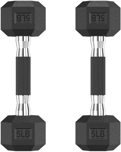 Miniatura 45 de HANDBODE Juego de 2 mancuernas hexagonales de 2.5 a 65 libras con revestimiento de goma, mancuernas para ejercicio y fitness, peso de mano