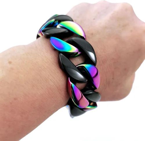 Miniatura 6 de Pulsera de acero inoxidable 316L con borde redondo y acabado negro enorme de 0.945 in
