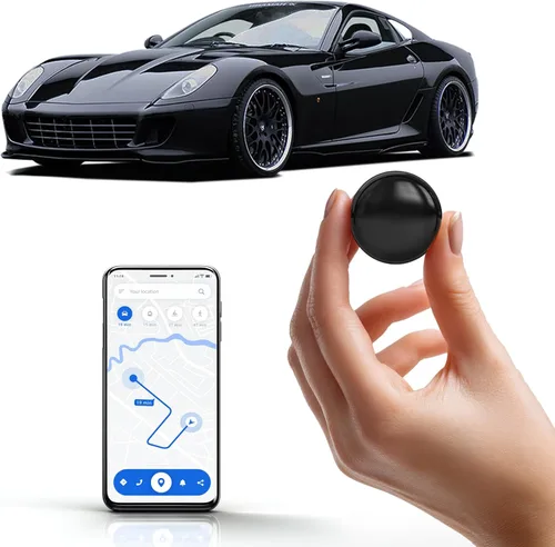 Mini rastreador GPS para vehículos, sin tarifa mensual, rastreador de automóvil con antipérdida, historial de ubicación y larga duración de la Negro