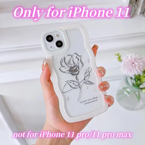 Miniatura 3 de Funda compatible con iPhone 11 transparente con diseño floral para mujeres y niñas, bonita funda estética de flores onduladas, suave a prueba