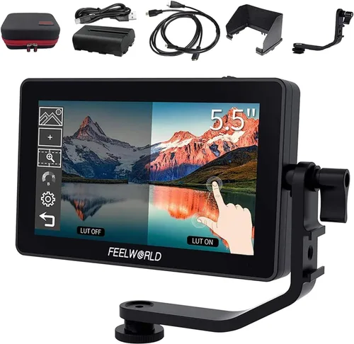 FEELWORLD F6 Plus V2+Batería+Bolsa Pantalla Táctil de 6 Pulgadas DSLR Cámara Monitor de Campo con 3D Lut Pequeño Full HD 1920x1080 IPS Pantalla