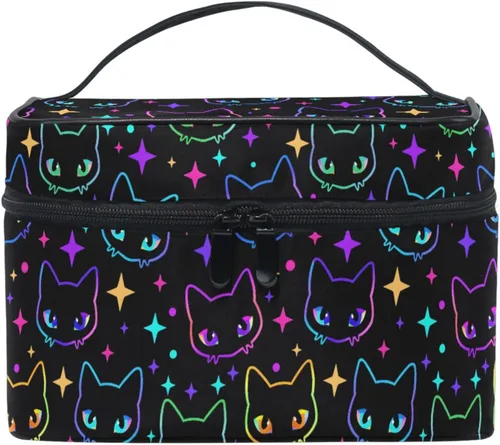 Miniatura 19 de Bolsa de Maquillaje, Estuche de Maquillaje Organizador de Viaje con Diseño de Calavera y Flores, Estuche de Cosméticos, Bolsas de Aseo para Niñas