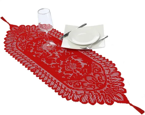 Miniatura 9 de rockcloud Camino de mesa de encaje para decoración de banquetes de boda, decoración de mesa de fiesta de Navidad, blanco, 13 x 70 pulgadas White E