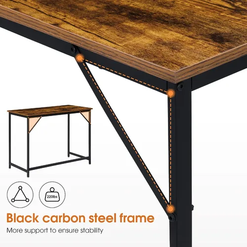 Miniatura 7 de ivinta Escritorio para computadora, escritorio industrial para oficina en casa con marco de metal, estación de trabajo de 40 pulgadas para espacios