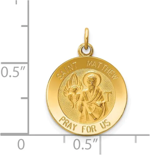 Miniatura 3 de Medalla de San Mateo de 14 quilates, 0.906in, 0.591in, estilo XR402