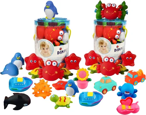 Miniatura 11 de Dimple Juego de 20 juguetes de baño flotantes, animales marinos, juguetes para niños y niñas, varios amigos de animales marinos, aprieta