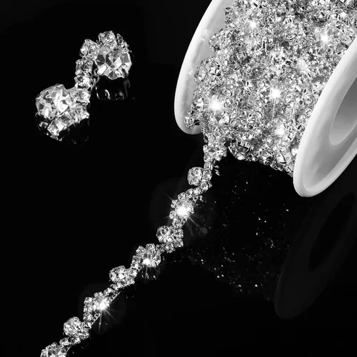 Miniatura 8 de Kigeli Bling Adorno de Diamantes de Imitación con Cadena de Cristal, Adorno de Diamantes de Imitación para Costura, Adornos para Vestidos DIY, Ropa