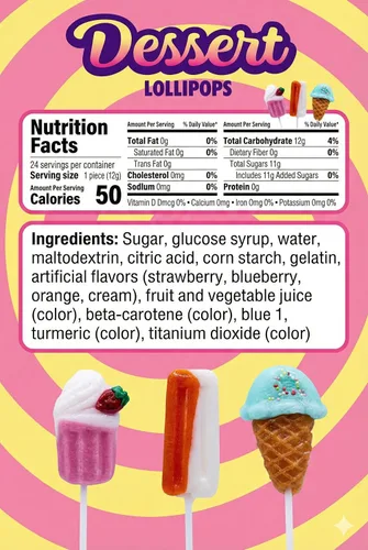 Miniatura 2 de Paletas de postre de caramelo de 24 unidades, batido, helado y paleta, crema de fresa, crema de naranja y lechones de crema de arándanos