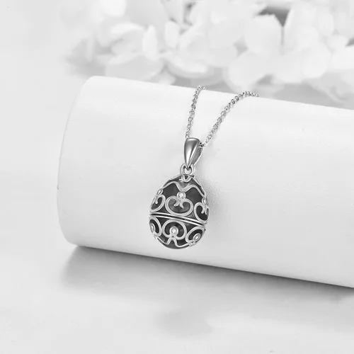 Miniatura 4 de AXELUNA Fox Necklace Sterling Silver Easter Egg Necklace Fox Pendant Animal Jewelry Gifts for Women Girls Birthday Graduation Gift