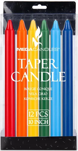 Miniatura 3 de Mega Candles 12 velas rectas sin perfume de colores surtidos supremos, velas de cera hechas a mano de 10 pulgadas x 7/8 pulgadas, campanadas
