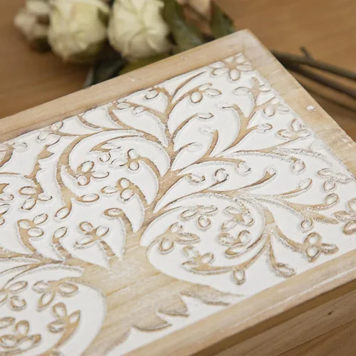 Miniatura 3 de 2 cajas de recuerdo de madera tallada con tapa con árbol de la vida, cajas de almacenamiento decorativas para decoración del hogar, caja
