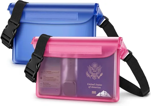 Miniatura 11 de HEETA Paquete de 2 bolsas impermeables, sensibles a la pantalla táctil, bolsa seca impermeable con correa ajustable para la cintura, mantiene tu