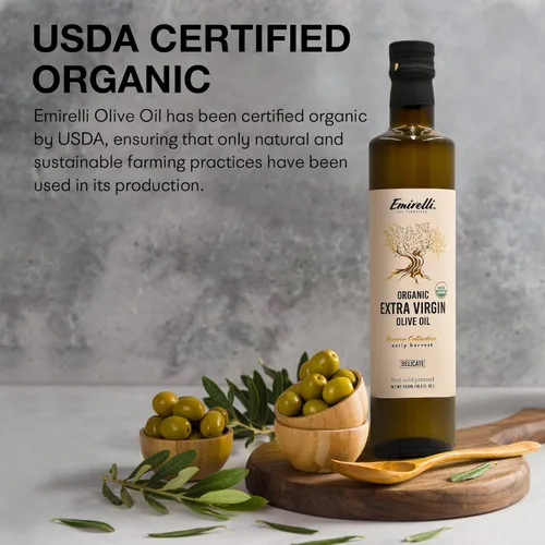 Miniatura 4 de Emirelli Aceite de oliva virgen extra orgánico, certificado por USDA, rico en polifenoles, primer prensado en frío, cosecha temprana, sabor suave