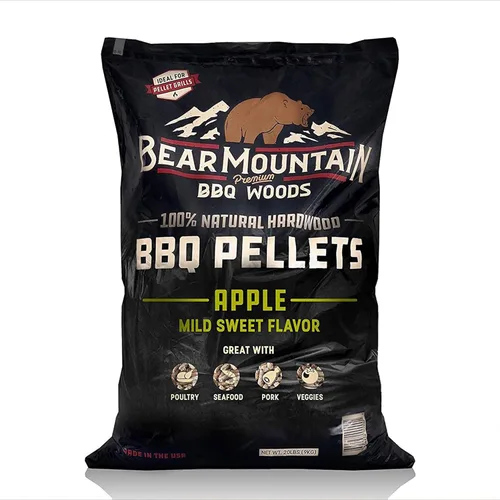 Bear Mountain - Pellets de madera natural para ahumador, parrilla y barbacoa, 20 libras, manzana
