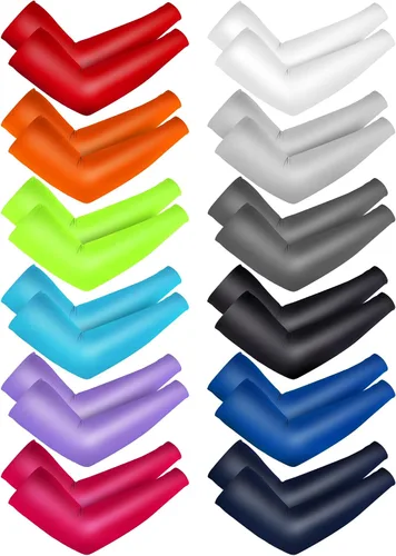 Miniatura 8 de 12 pares de mangas de brazo deportivos para niños, mangas de brazo para baloncesto y béisbol, con protección UV, protección solar, refrigeración