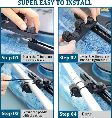 Miniatura 6 de Soporte para pala de kayak Huntury, ahorre espacio en la pista del kayak, red de pesca, soporte para cañas de pescar para pesca, accesorios