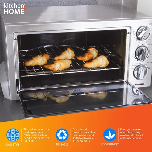 Miniatura 3 de Kitchen + Home Toaster Oven Liner – Resistente 100% libre de PFOA y BPA – Revestimiento antiadherente reutilizable para horno tostador