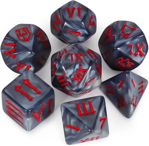 Miniatura 26 de CiaraQ DND - Juego de dados poliédricos con bolsa de dados para juegos de rol de Calabozos y Dragones RPG MTG (fuente negra y blanca)