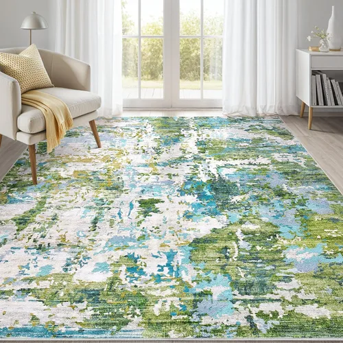 Miniatura 29 de kakania Alfombra lavable de 3 x 5, antideslizante, moderna, de pelo bajo, para entrada, dormitorio, cocina, baño, apta para niños, mascotas, robot