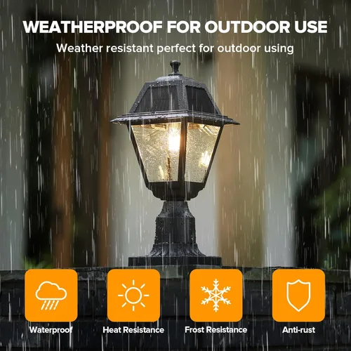 Miniatura 6 de LUTEC Luz de Poste Solar LED, Luz de Poste de Lámpara Solar de Aluminio Fundido, Cabezal de Luz de Poste Impermeable del Atardecer al Amanecer, 200