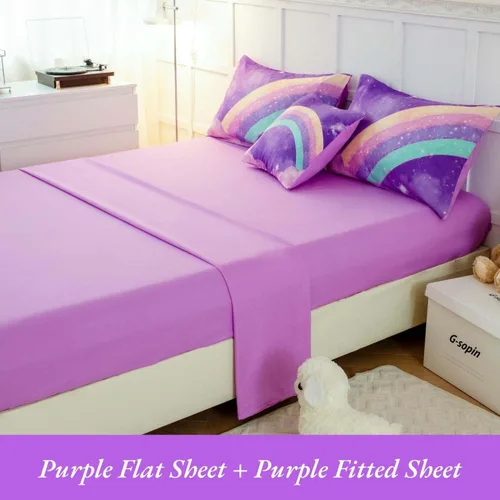 Miniatura 8 de ANGIYUIN - Juego de edredón infantil de gradiente arcoíris púrpura profundo, 6 piezas, ropa de cama con purpurina brillante para niñas, juego