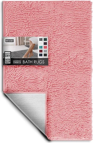 Miniatura 10 de Hearth & Harbor Alfombras de baño, tapete de baño de chenilla - Alfombras de baño lavables a máquina para baño con respaldo antideslizante de goma