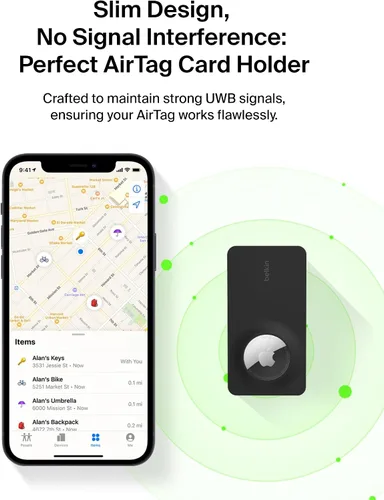 Miniatura 6 de Belkin Apple AirTag - Soporte seguro para cartera, soporte delgado y flexible, tamaño de tarjeta de crédito para bolso, bolso, bolsillo, mochila