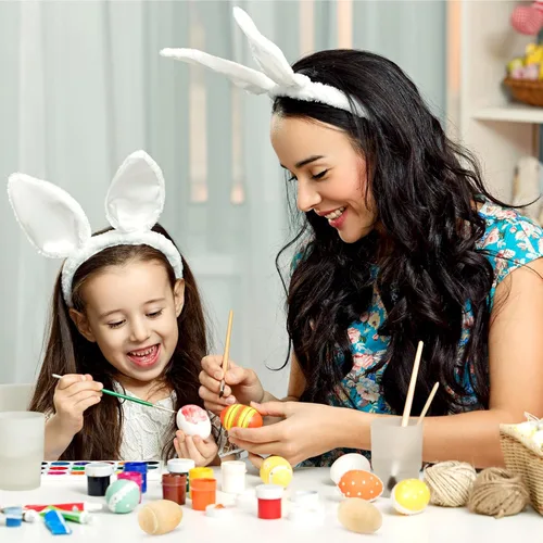 Miniatura 5 de Morcheiong Juego de 24 pompones de huevos de madera, instrumentos musicales con 24 bolígrafos multicolores, huevos de maracas, huevos de Pascua