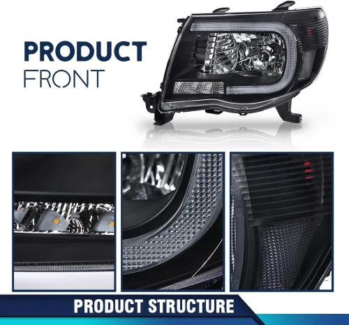 Miniatura 6 de PIT66 Faros delanteros de tubo LED con bombillas compatibles con Toyota Tacoma 2005-2011 8115004163, 8111004163, 8115004173, TO2502157, TO2503157