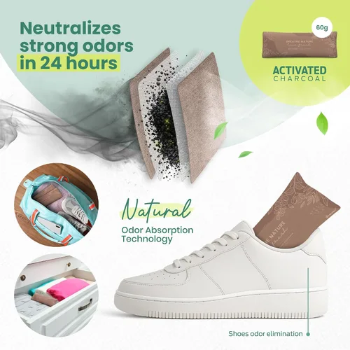 Miniatura 2 de Roonin Inserto desodorante para zapatos, eliminación de olores de zapatos, absorbente de olores de carbón activado, eliminador de olores