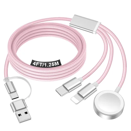 Miniatura 9 de Esenciales de viaje para cargador de Apple Watch, cargador de iPhone, cable de carga de viaje 3 en 2 tipo C/Lightning/magnético, cable de carga