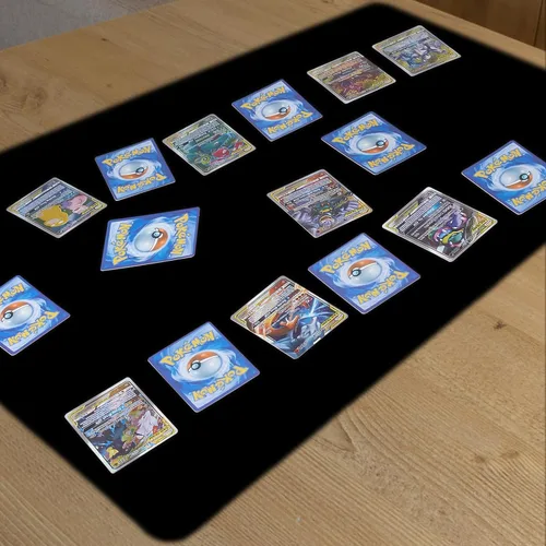 Miniatura 2 de Biouai MTG Alfombrilla de Juego para Juego de Cartas TCG - 2 Piezas Alfombrilla de Juego Negra con Costura con Tubo para Juego de Cartas, MTG