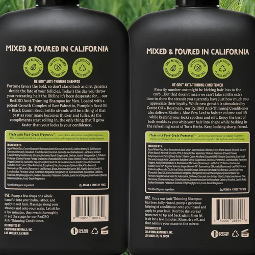 Miniatura 5 de California Naturals Mens Re:Gro - Juego de champú y acondicionador, antiadelgazamiento y apoyo al crecimiento del cabello, todo tipo de cabello