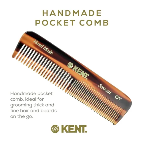Miniatura 3 de Kent Set de regalo NU19 con peine OT de dientes finos/dientes anchos para cabello, bigote y barba para hombres, mujeres y niños. Juego de viaje